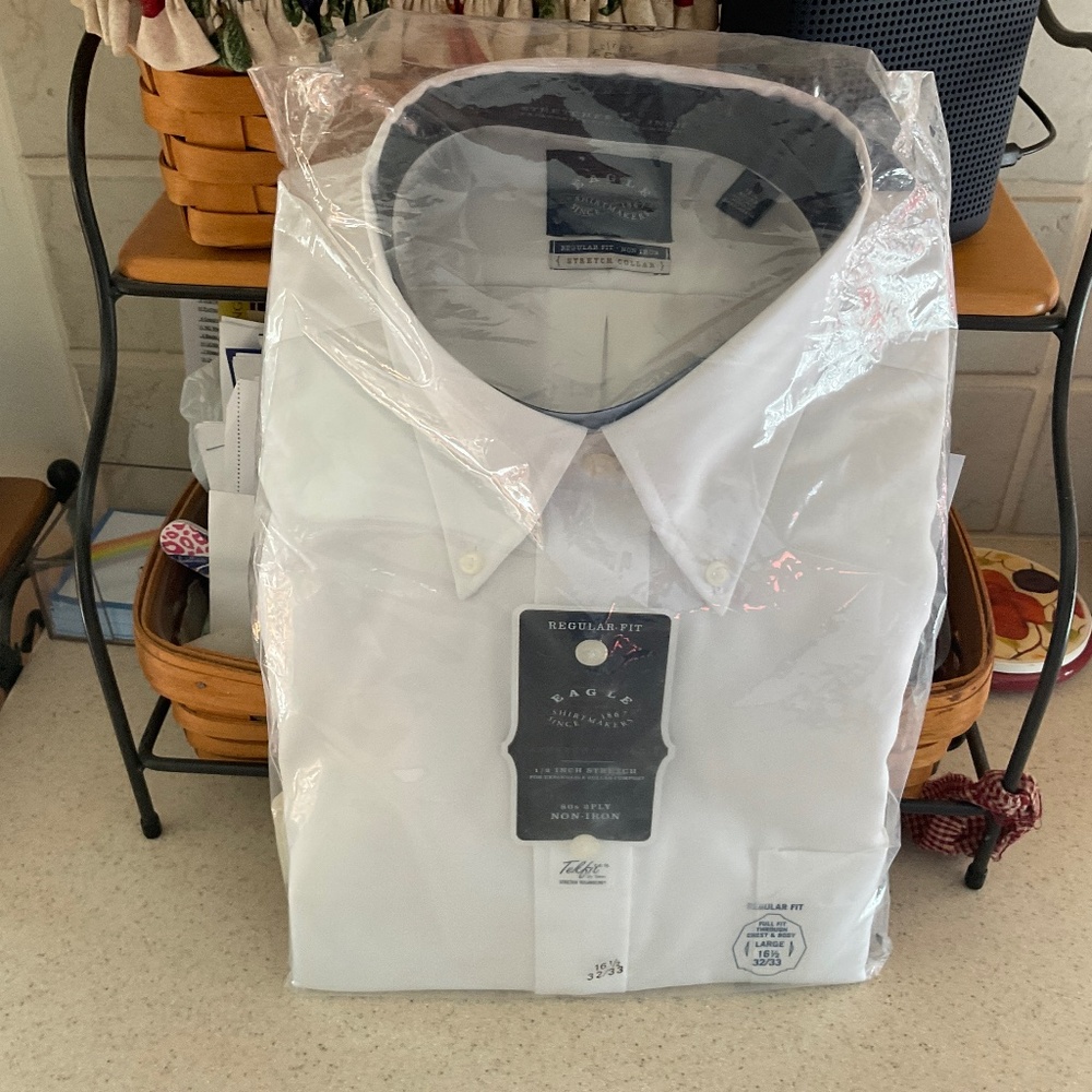 Eagle Dress Button Down Shirt.  Brand new, White, with Regular Fit.